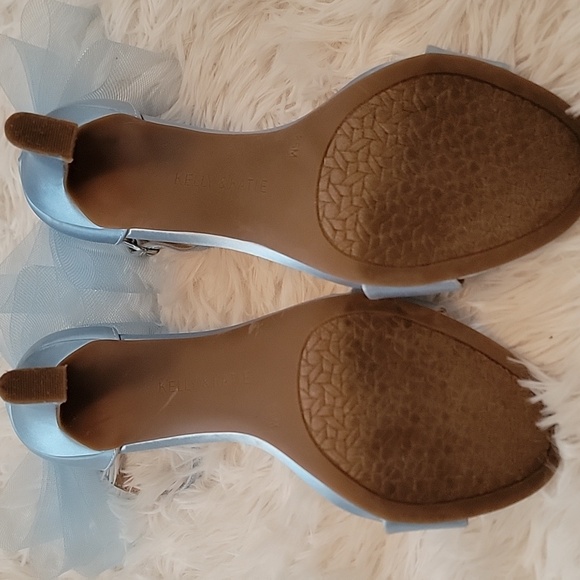 Kelly & Katie Nemira Satin Blue Ankle Strap Bow Sandal Heels Size 8.5 EUC - Picture 7 of 12